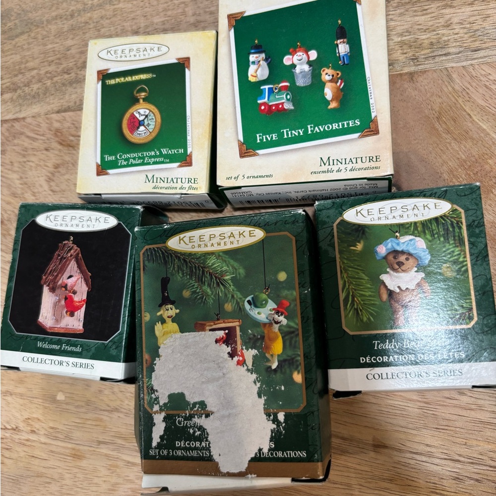 Hallmark Keepsake Ornaments Set - Green and Red Boxes